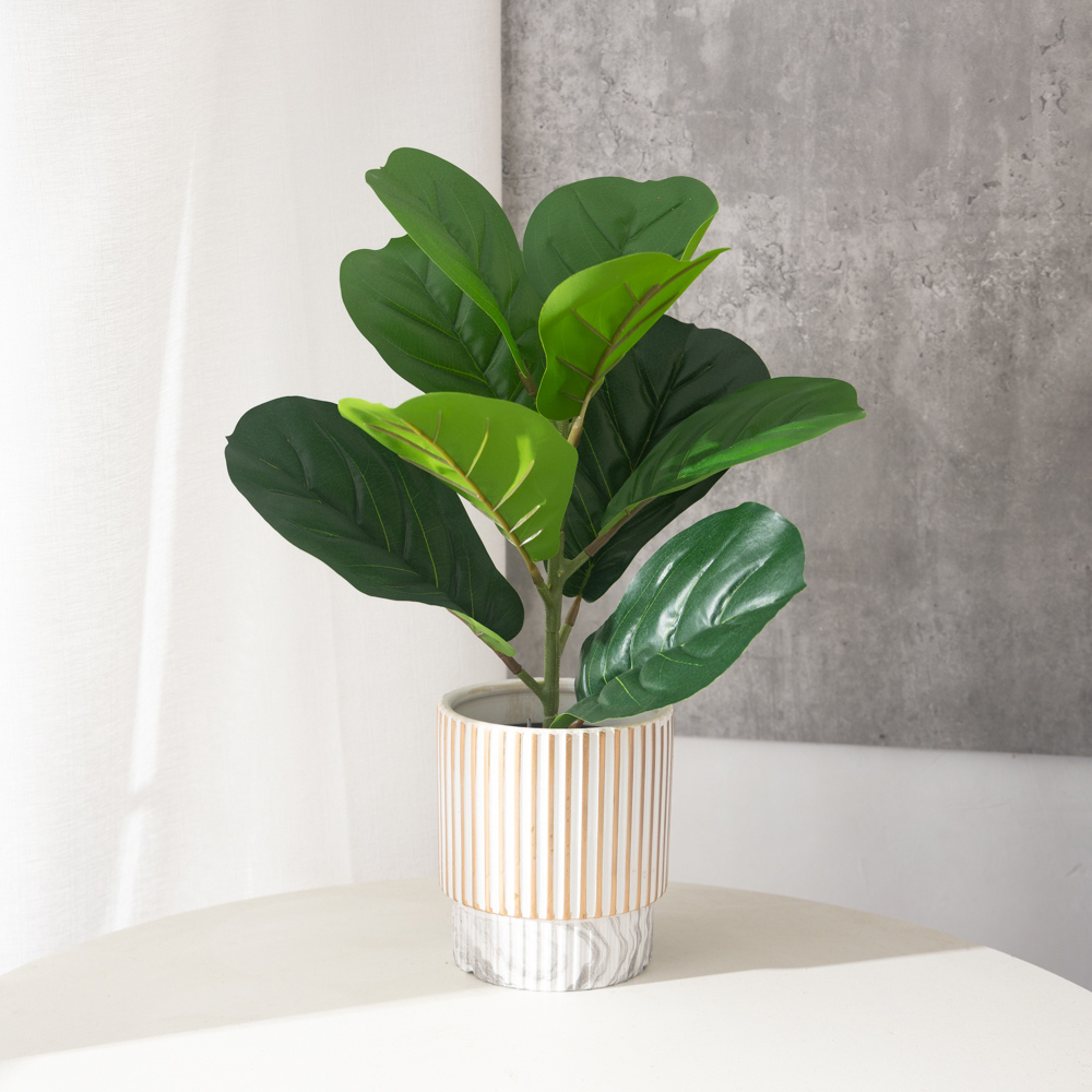 38cm 9 Forks Artificial Ficus  - Ficus Lyrata Tree 评论和价格